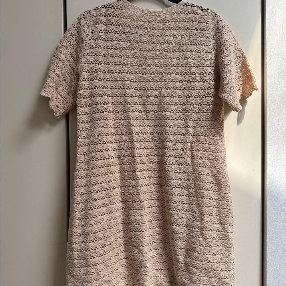 Sezane Cream Crochet Button-Front Knit Dress - Picture 6 of 8